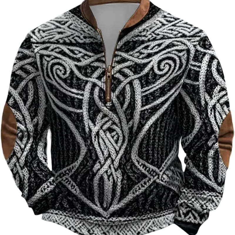 Pull Viking Tricot Jacquard Motifs Nordiques